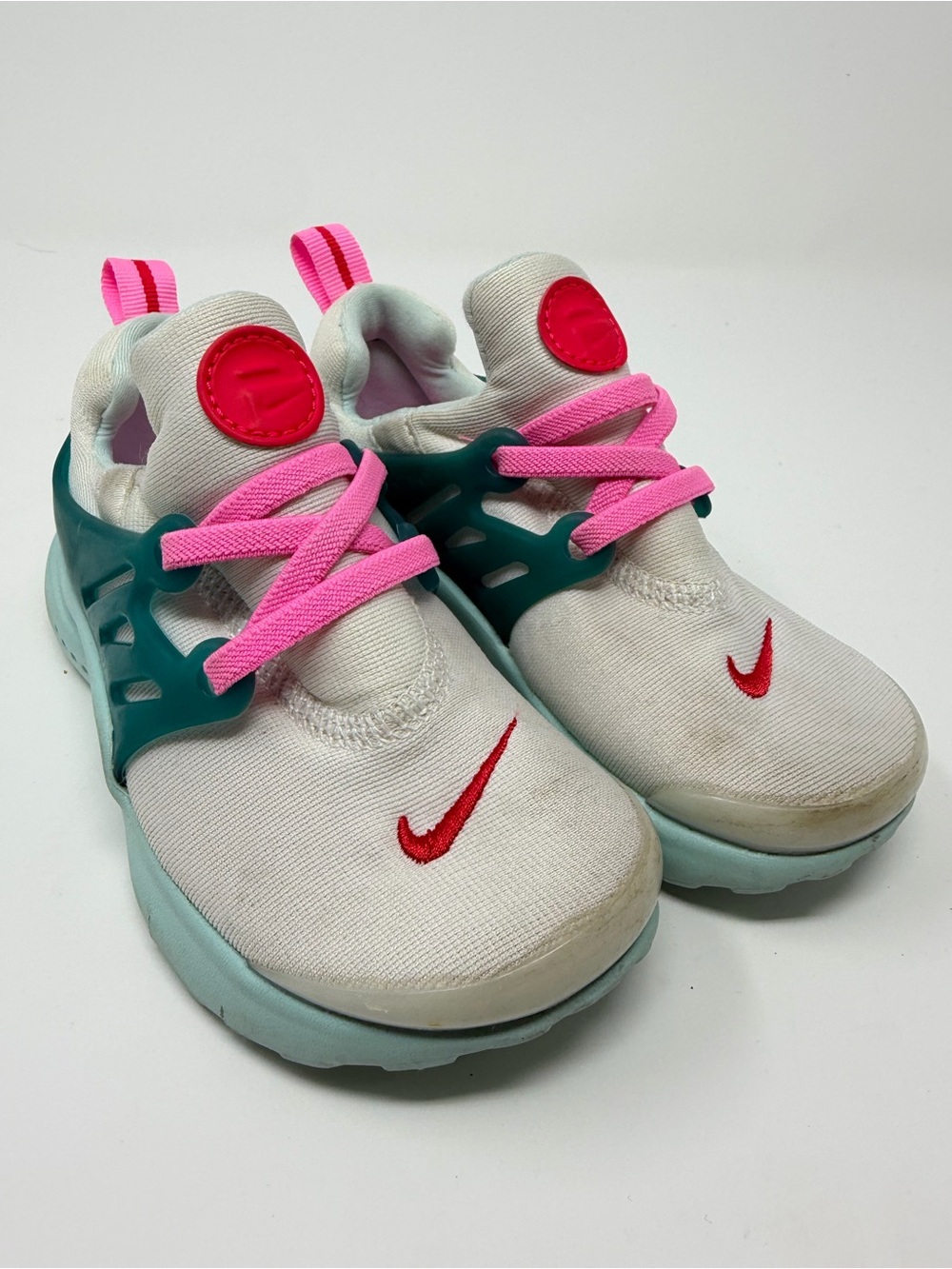 Nike Kids Presto White Sneakers with Pink and Teal Accents Sz. 10k